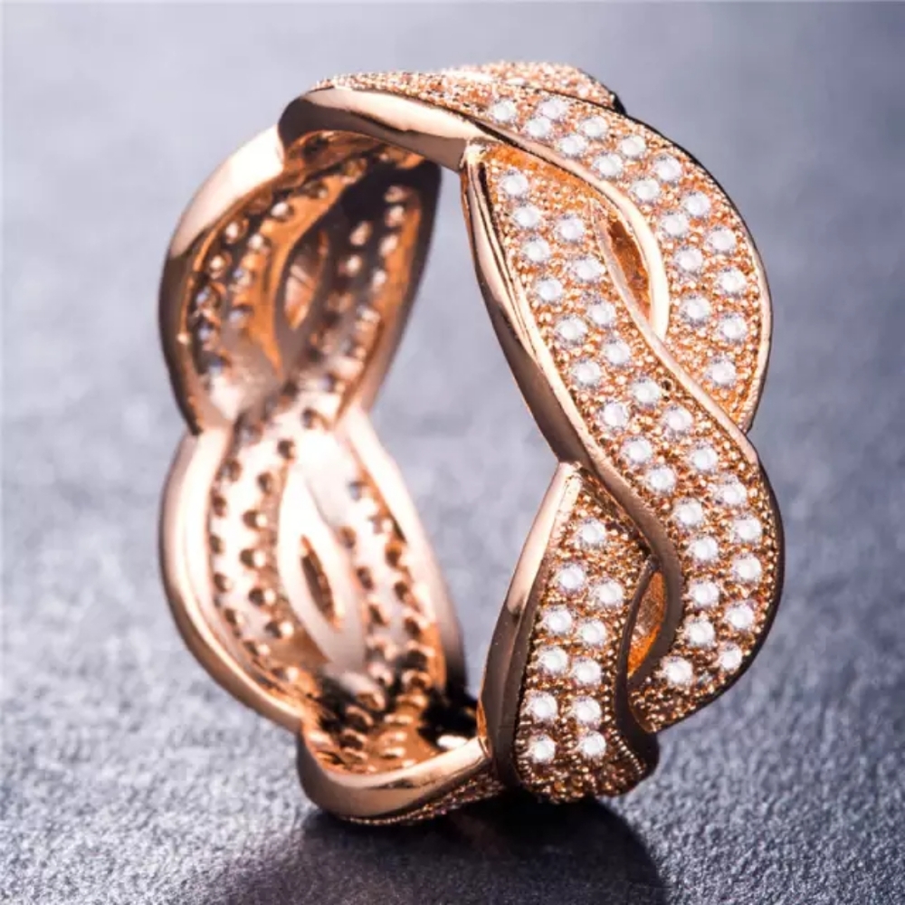 New Rose Gold Plated Infinity  Diamond Ring - Picture 2 of 2